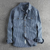 Männershirt aus denim - vintage gestreiftes design für lässige anlässe, strapazierfähiger stoff