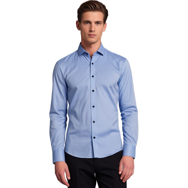 Stretch-hemd – slim-fit herren-langarm-knopfleistenhemd mit weichem stoff