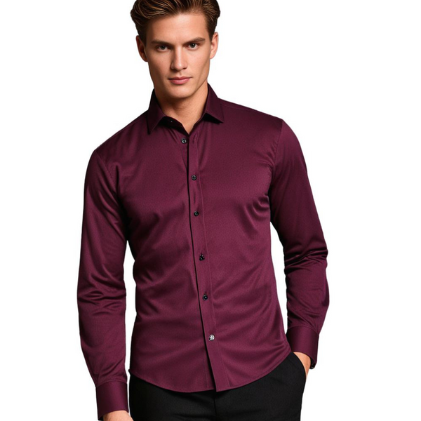 Stretch-hemd – slim-fit herren-langarm-knopfleistenhemd mit weichem stoff