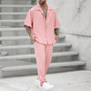 2-teiliger sommerset für männer - stylisches kurzarmhemd und hose
