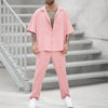 2-teiliger sommerset für männer - stylisches kurzarmhemd und hose