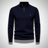 Männers ribben-strickpulli mit zip-kragen - lässige mode aus hochwertigem baumwollmix
