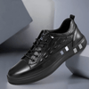 Männerschue aus edlem leder - stilvolle, vielseitige sneaker mit detailliertem muster für lässige und semi-formelle anlässe