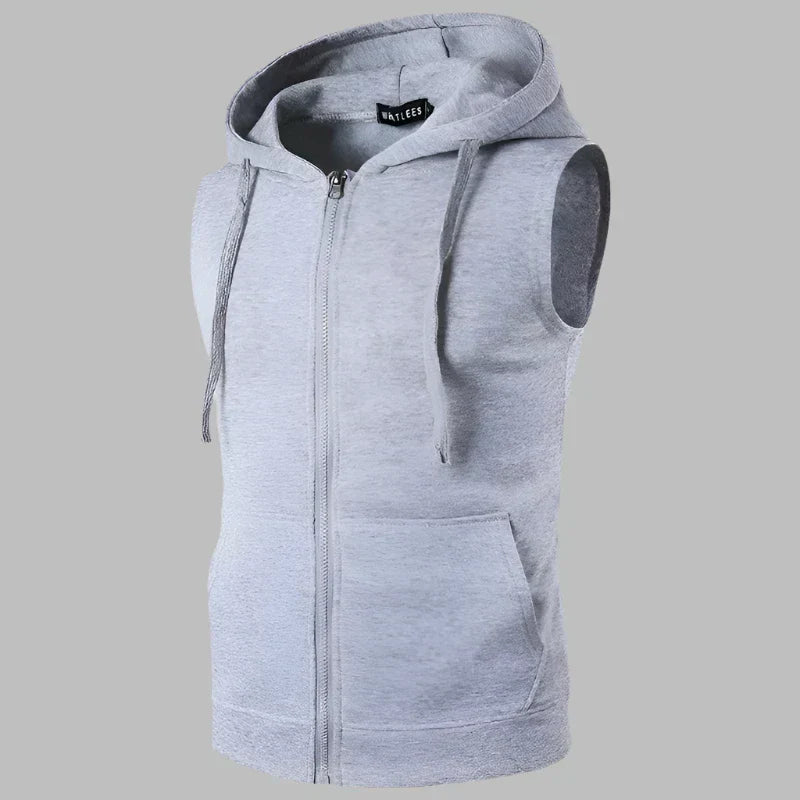 Männer Zip Ärmellose Hoodie - Lässige Sportweste Aktiv-Look