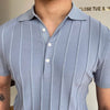 Gestreifter polo-shirt - manns elegante oberbekleidung in sanftem blau