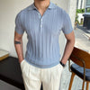 Gestreifter polo-shirt - manns elegante oberbekleidung in sanftem blau