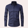 Stretch-hemd – slim-fit herren-langarm-knopfleistenhemd mit weichem stoff
