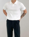 Ripp-polo-shirt mit kurzen ärmeln - vielseitige freizeitmode für männer