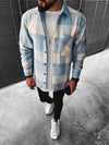 Button-up karohemd - elegantes herrenhemd mit blauen und beige karos