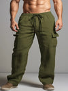 Männer cargo-hosen im lässigen leinen-stil - vielseitige hosen mit taschen für entspannte freizeitlooks