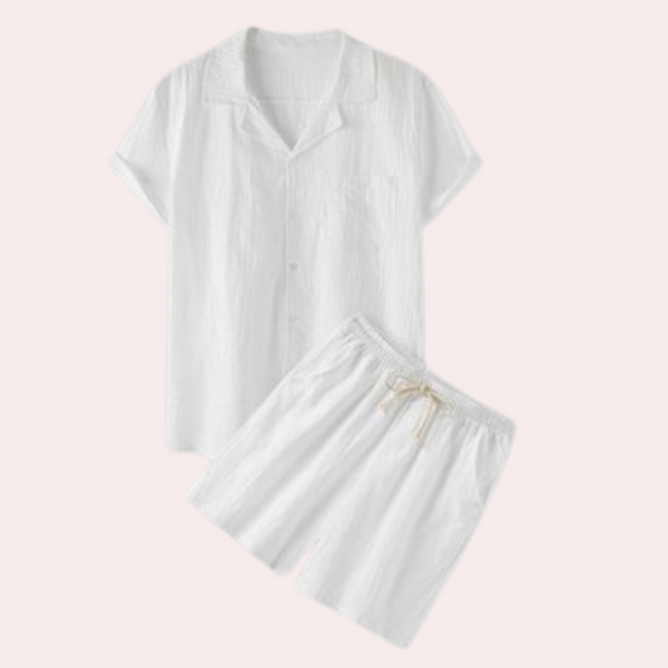 2-teiliger männer short pyjama – leichte baumwollschlafwäsche für zuhaus