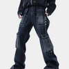 Männer cargo-hose aus robustem, dunklem denim – vielseitige freizeitkleidung
