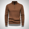 Männers ribben-strickpulli mit zip-kragen - lässige mode aus hochwertigem baumwollmix