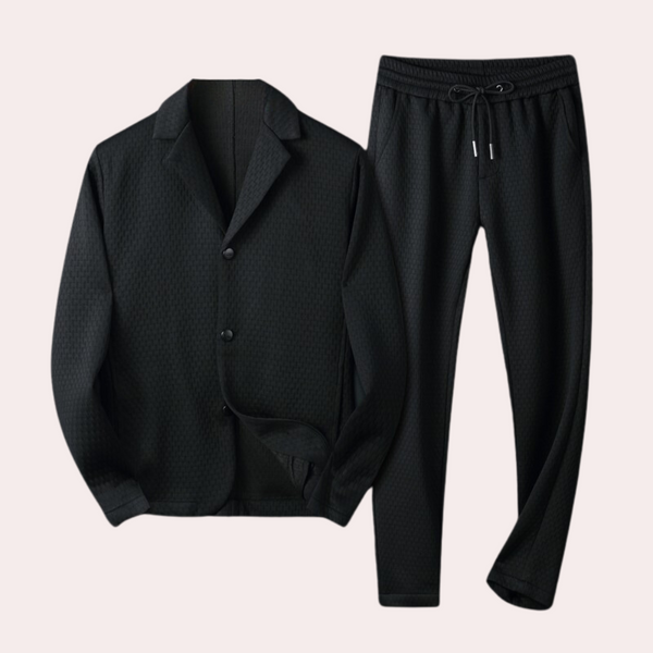 2-teilige herren loungewear kombination mit blazer und hose - lässige entspannungsoutfit