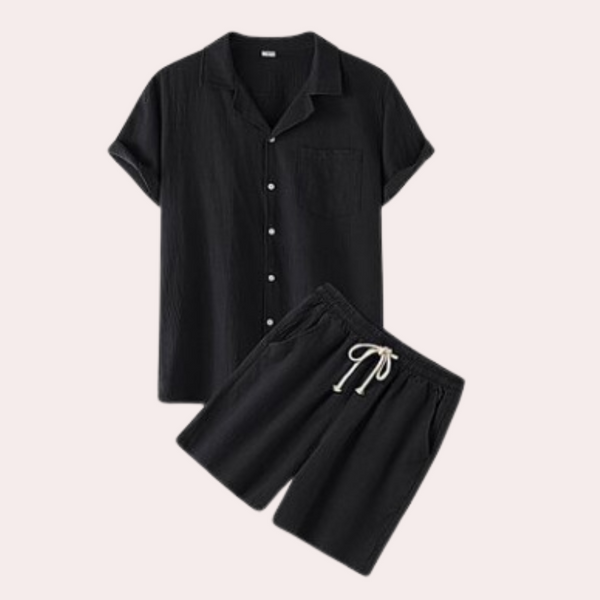 2-teiliger männer short pyjama – leichte baumwollschlafwäsche für zuhaus