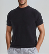 Männliches lässiges t-shirt klassischer schnitt kurzarm schwarz für freizeitkleidung - strickdesign