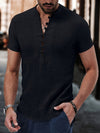 Männer kurzarm henley-shirt - leichte, lässige baumwolloberteil