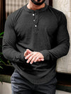 Langärmliges henley t-shirt für männer – vielseitiges baumwollmischgewebe für freizeit und büro