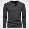 Herren henley-shirt – vielseitiges langarm-casual-oberteil aus hochwertigem baumwollmix für den alltag