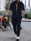2-teilige lässige männeroutfit mit stylischem hemd und hosen - alltagsmode für wochenendaktivitäten