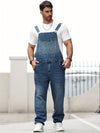 Blaue denim-latzhose – stylisches freizeitoutfit für männer
