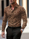 Männershirt mit leopardenmuster – trendige abendmode mit langen ärmeln