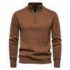 Männer pullover mit stylischer rippstruktur und halb-reissverschluss - warmer winterlook für freizeit und büro