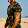 Männershirt grün camouflage v-ausschnitt casual top - stylisches kurzarm-tee für den alltag