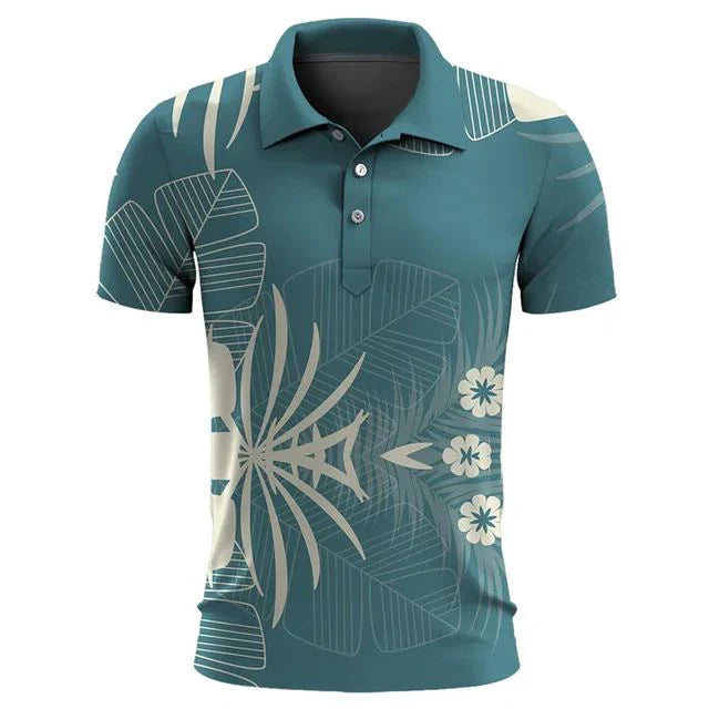 Herren Polo-Shirt – Tropischer Druck & Sommerstil