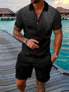 Herren kurzarm-polo-shirt - auffälliges schwarzes matrix-design für lässige anlässe
