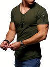 Männerschlankes v-ausschnitt t-shirt mit tasche - lässiges alltags-tee, atmungsaktiver stoff