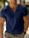 Männers lässiges henley t-shirt – weiches baumwollmischgewebe für den alltag – stylisches kurzarm-shirt für entspannte anlässe