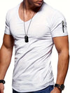 Männerschlankes v-ausschnitt t-shirt mit tasche - lässiges alltags-tee, atmungsaktiver stoff