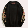 Herren pullover elegant schwarz lässige mode - stylischer gestrickter jumper mit auffälligem muster