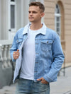 Männliche legere jeansjacke mit sherpa-fütterung - stylische oberbekleidung für den alltag