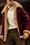Shearling-gfütterti aviator-jacke – klassischs camel-leder