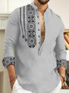 Männer langarm henley shirt - geometrisches muster für lässige oder büro-outfits