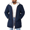 Männer langer navy winterjacke - gepolstert und warm