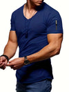 Männerschlankes v-ausschnitt t-shirt mit tasche - lässiges alltags-tee, atmungsaktiver stoff