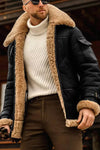 Shearling-gfütterti aviator-jacke – klassischs camel-leder