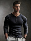 Männers ribben-henley-shirt - schlanker schnitt für lässige anlässe mit zeitlosem stil