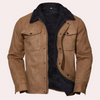Männer suedette jacke mit fleece innenfutter - trendige winterbekleidung in braun für lässige anlässe
