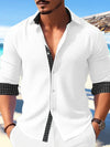 Männer casual shirt aus leichten stoff für den strand - stylisches langarmshirt mit kontrast-details