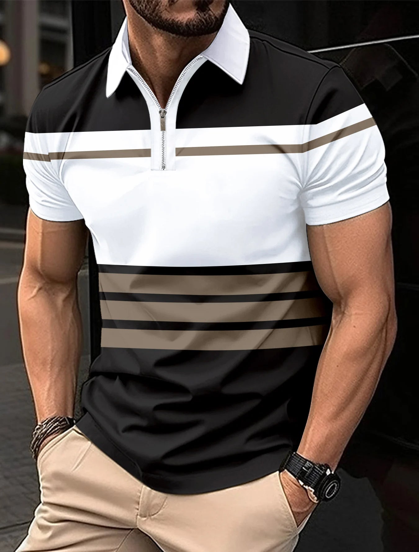 Polo-Shirt für Männer – Modernes Streifen-Design