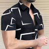 Stylische schwarze kurzarm-shirt mit abstraktem muster - männer casual fashion