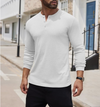 Langärmliges henley t-shirt für männer – vielseitiges baumwollmischgewebe für freizeit und büro