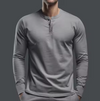 Langärmliges henley t-shirt für männer – vielseitiges baumwollmischgewebe für freizeit und büro