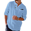 Männers leinenshirt - leicht, lässig für den sommer mit atmungsaktiven hochkrempelärmeln und tasche
