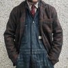 Männliche vintage karo revers jacke in braun - gemütlicher casual-look mit lagen-style