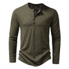 Männers langarm henley shirt - lockeres button-up oberteil